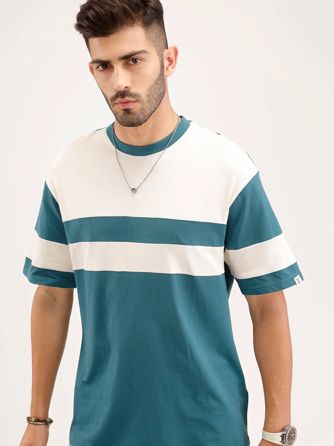Oversized Fit Cut & Sew T-Shirt | Green