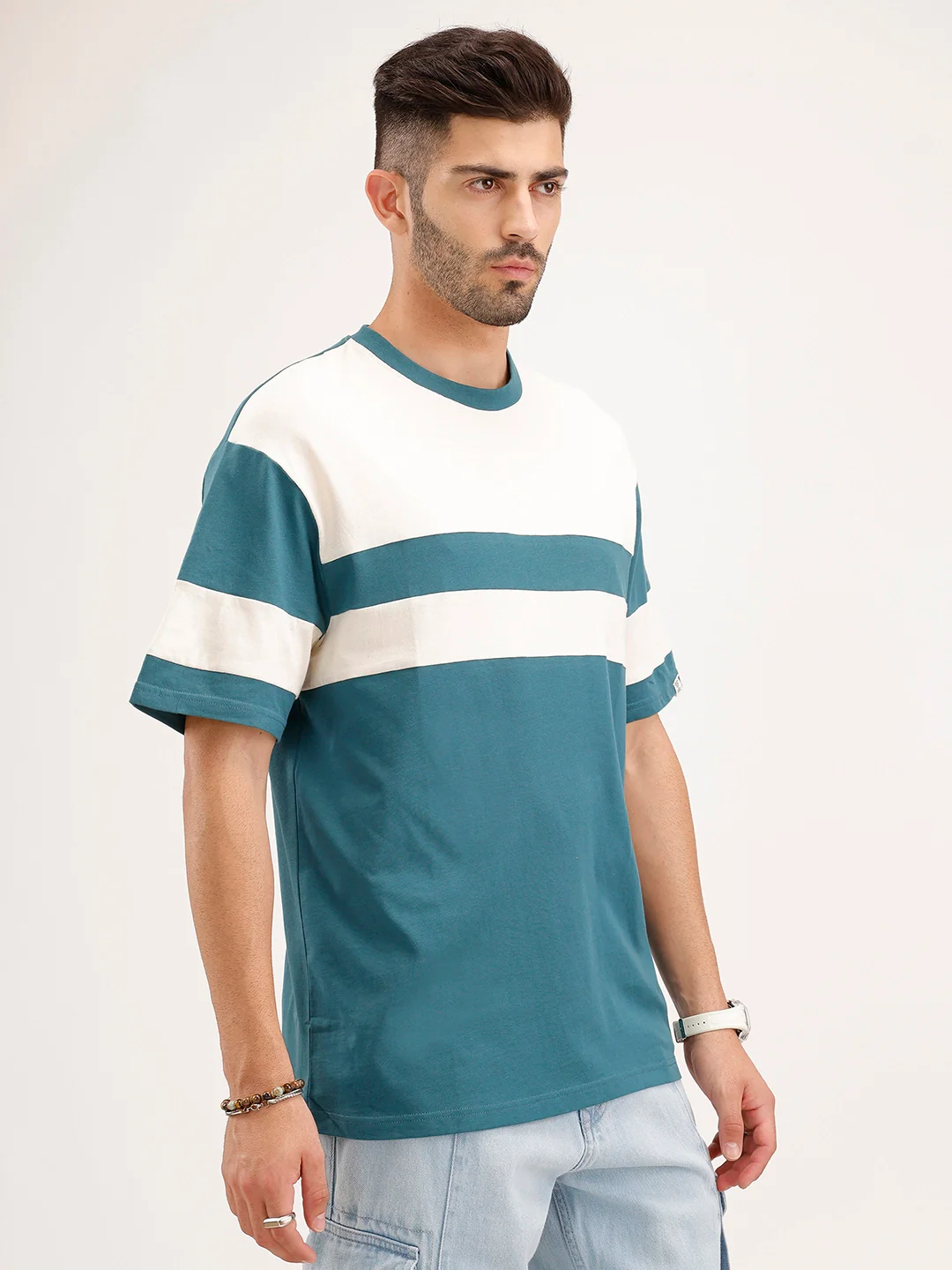Oversized Fit Cut & Sew T-Shirt | Green - Image 4
