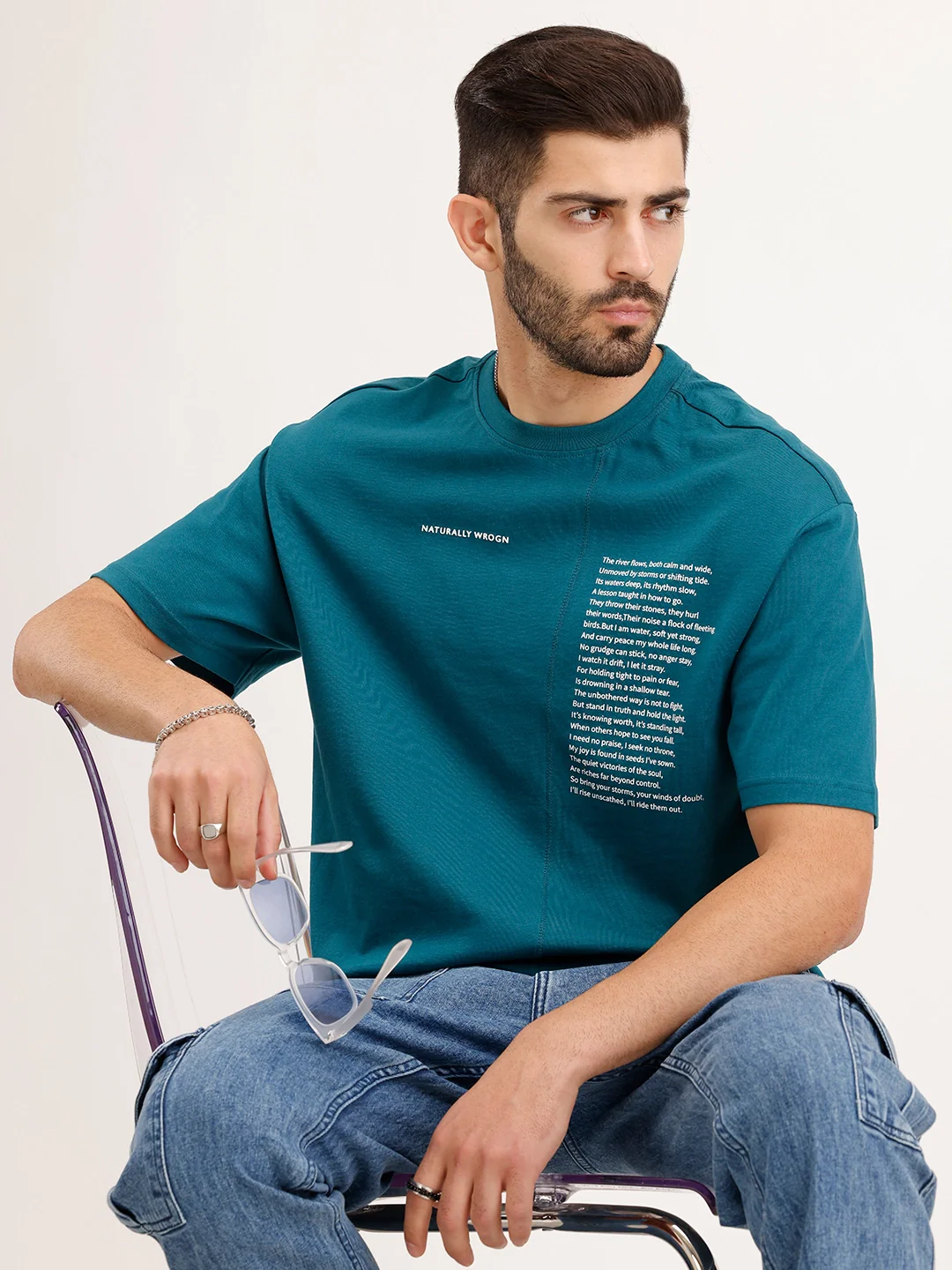 Oversized Fit Cut & Sew T-Shirt | Teal