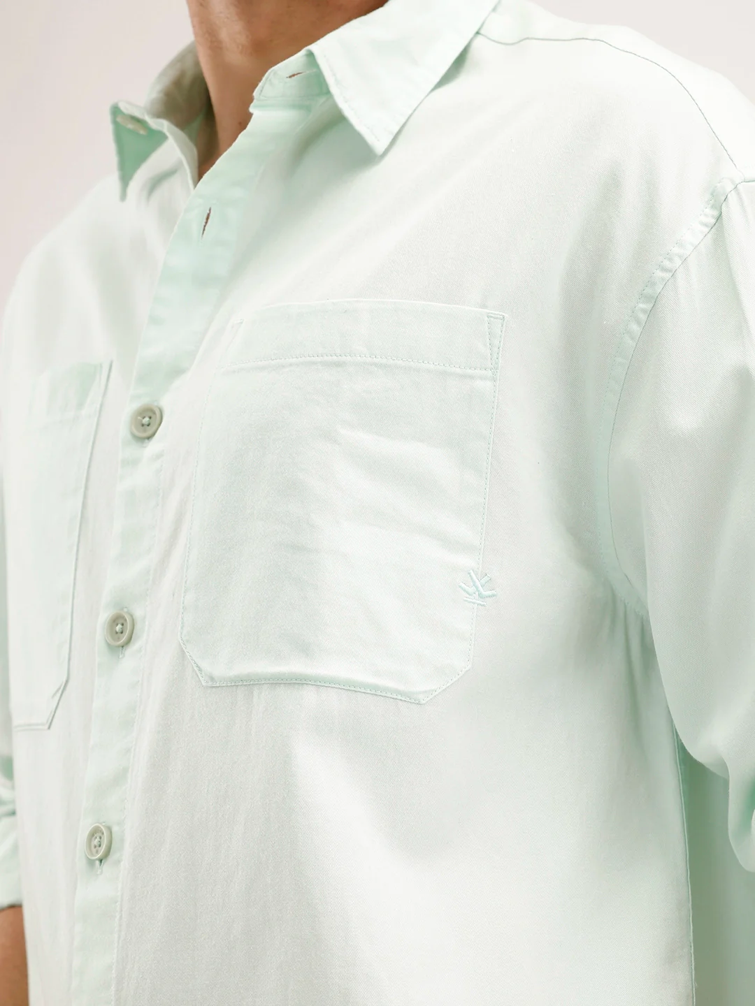 Oversized Fit Double Pocket Shirt | Light Green - Image 5