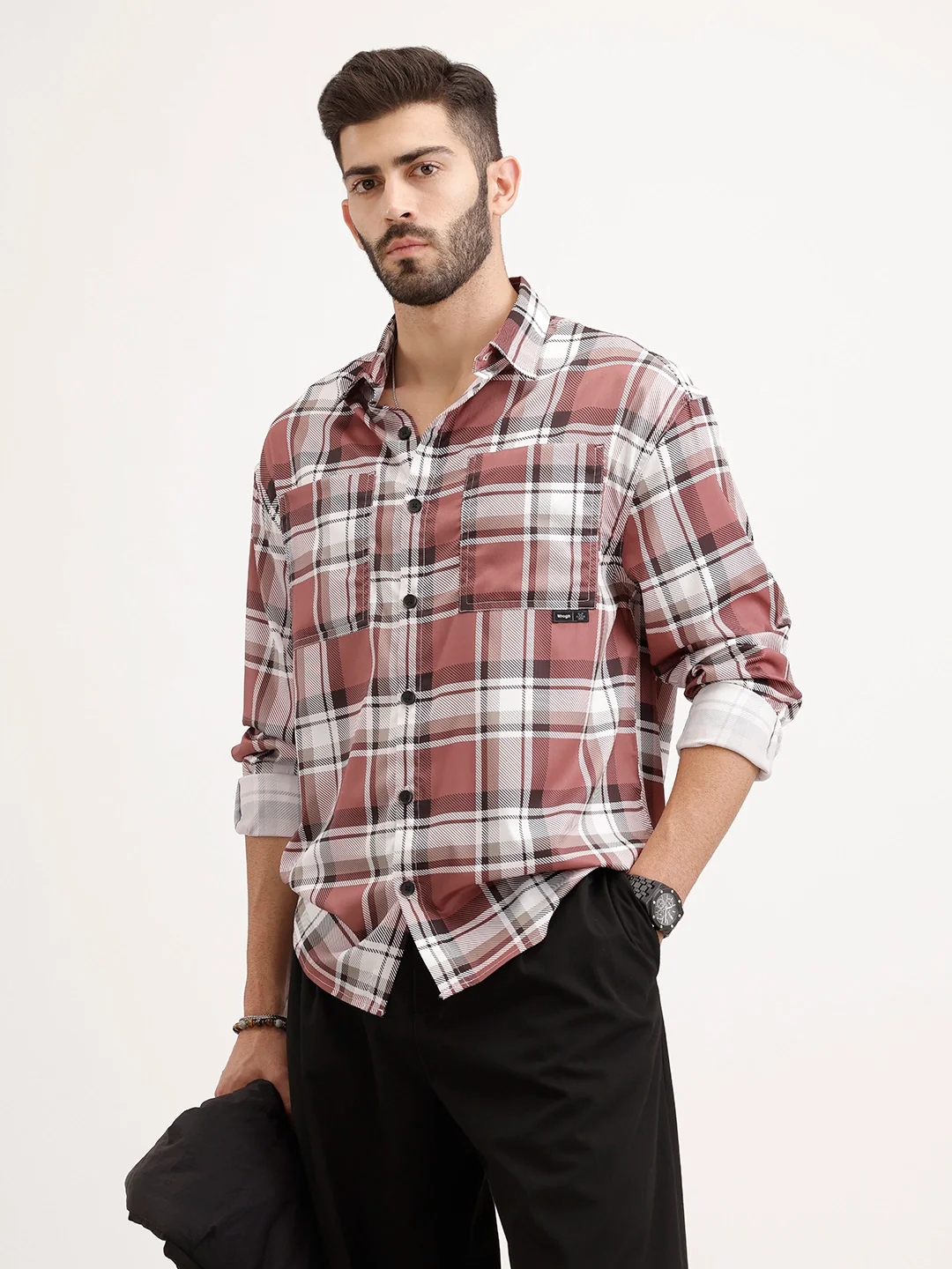 Oversized Fit Double Pocket Shirt | Rust
