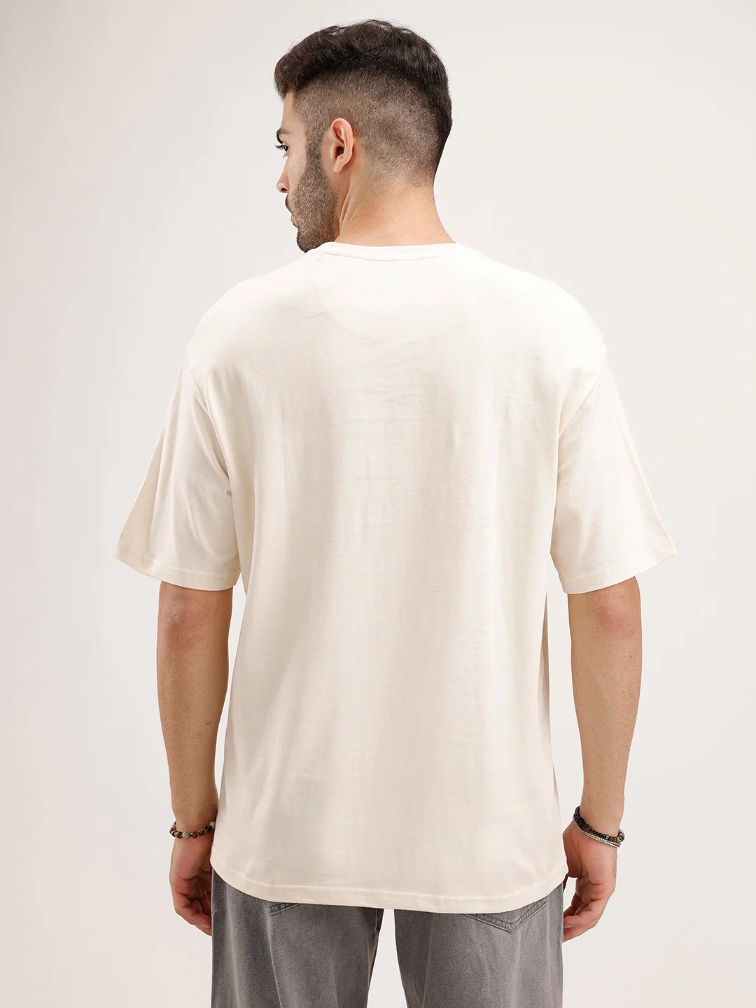 Oversized Fit Embroidered T-Shirt | Beige - Image 3