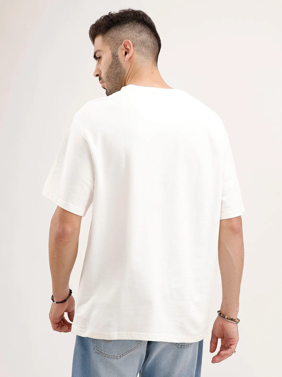 Oversized Fit Embroidered T-Shirt | Off White - Image 3