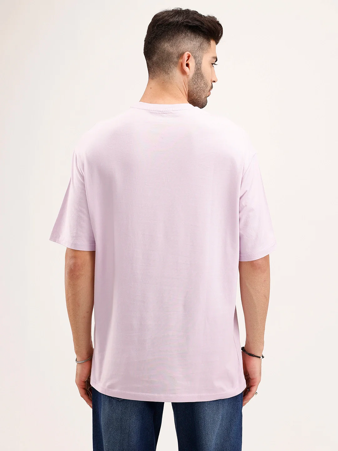 Oversized Fit Patch Detailed T-Shirt | Purple - Image 3