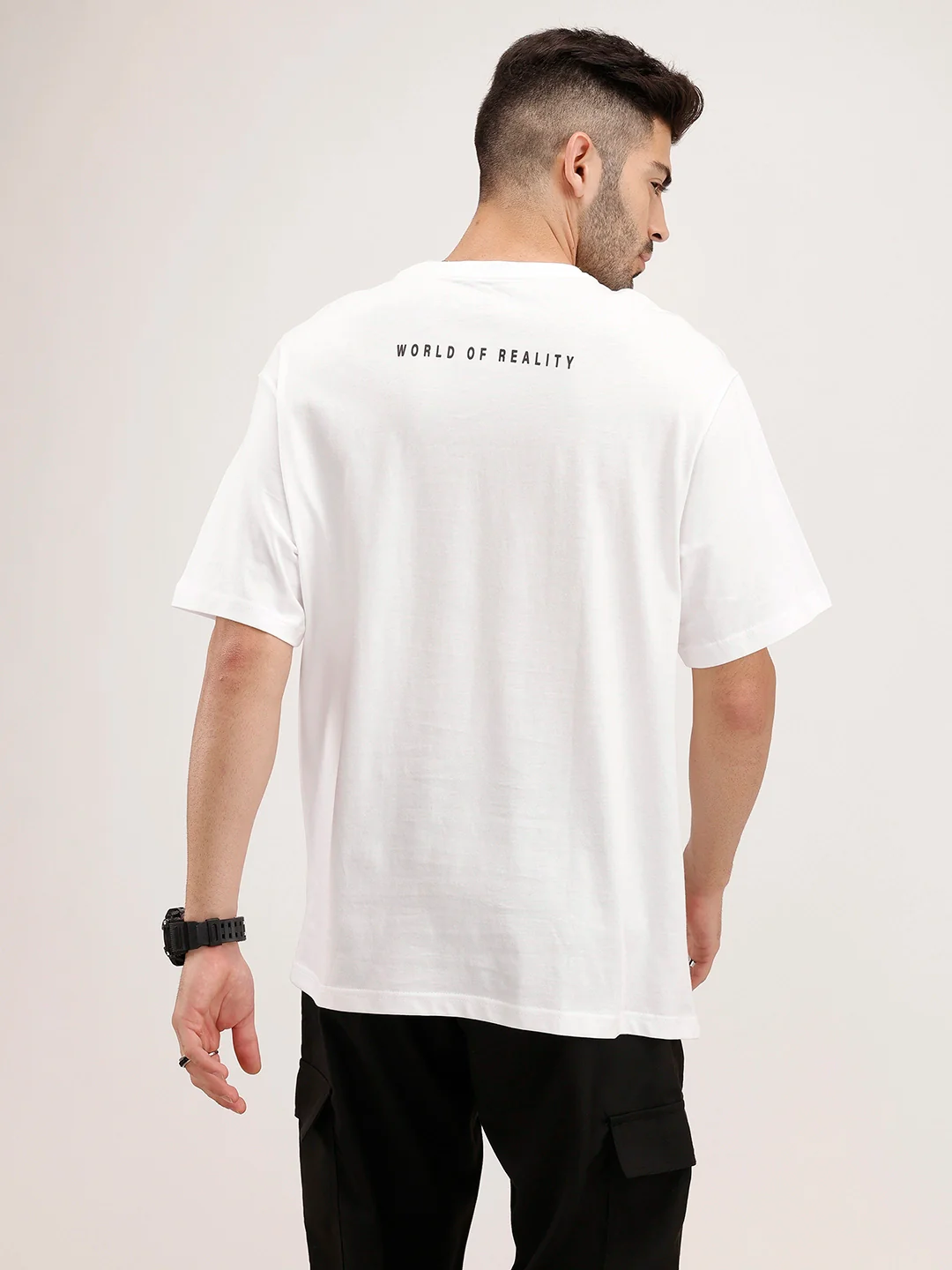 Oversized Fit Placement Printed T-Shirt | White - Image 3
