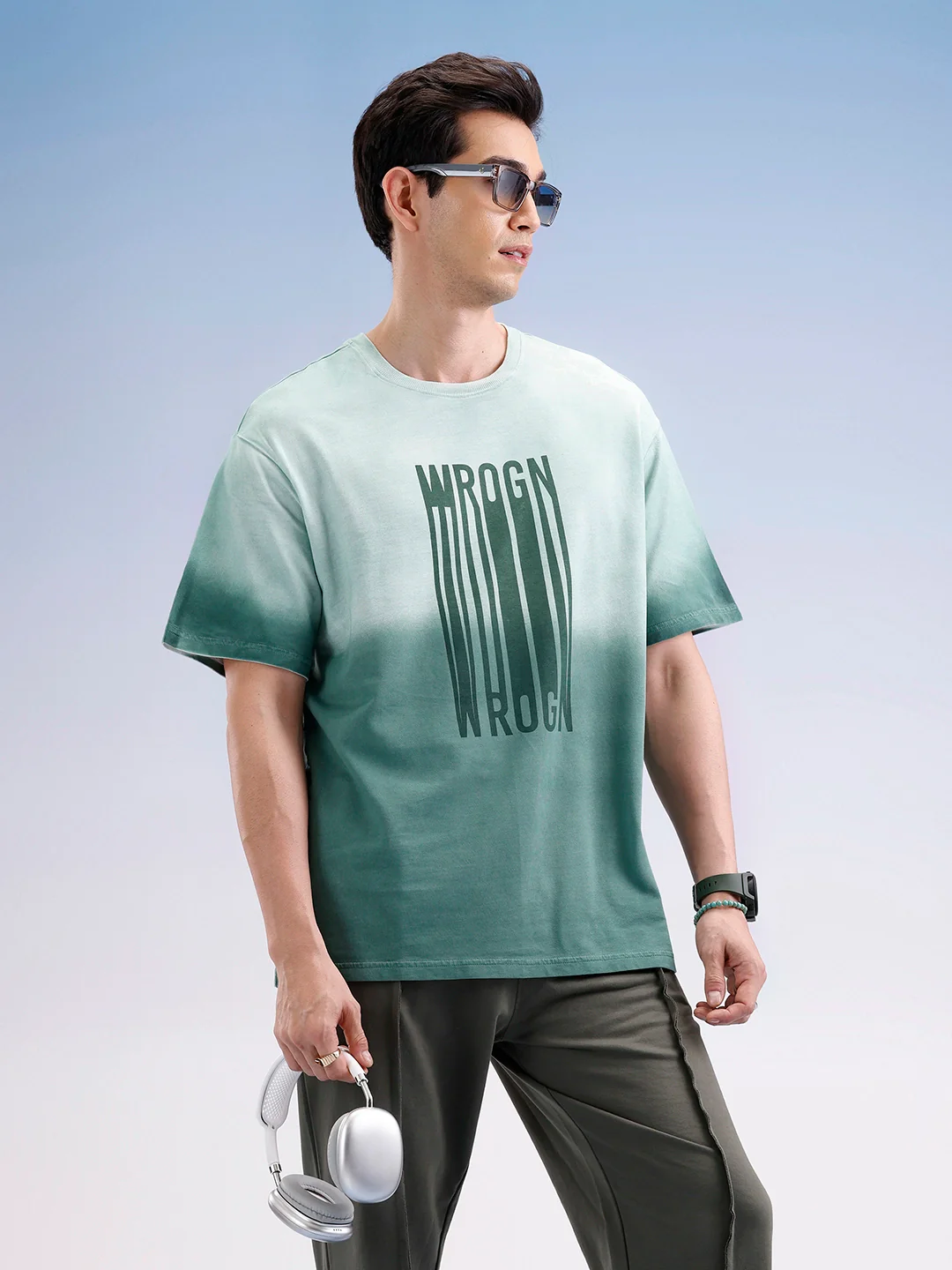 Oversized Gradient Printed T-Shirt | Green