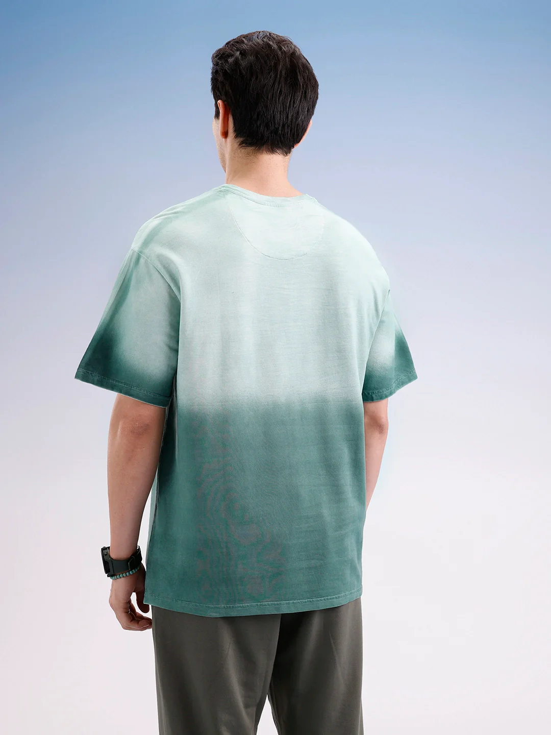 Oversized Gradient Printed T-Shirt | Green - Image 3