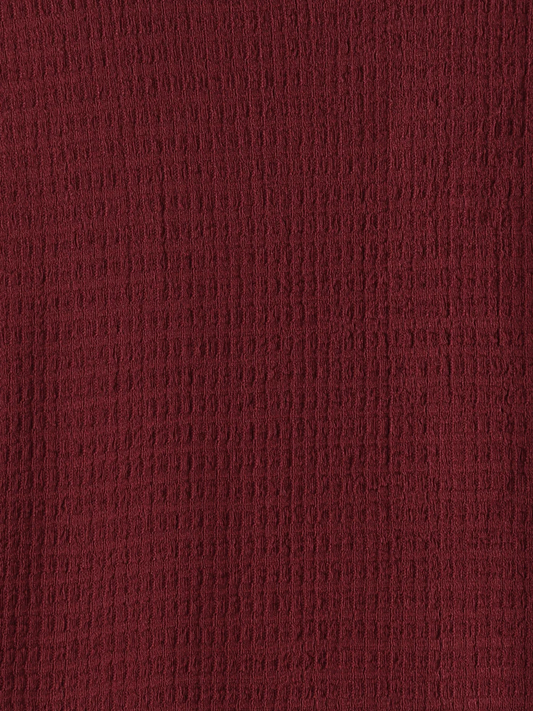 Oversized Jacquard Textured Crew Neck T-Shirt | Maroon - Image 4