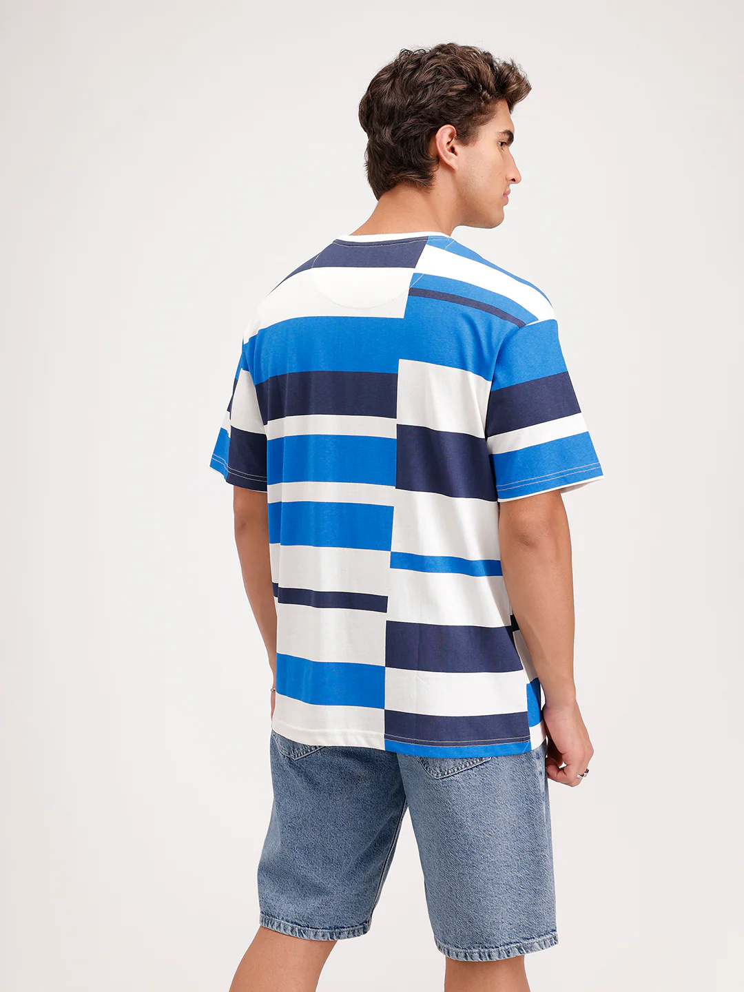 Oversized Pannel Printed T-Shirt | Blue - Image 3