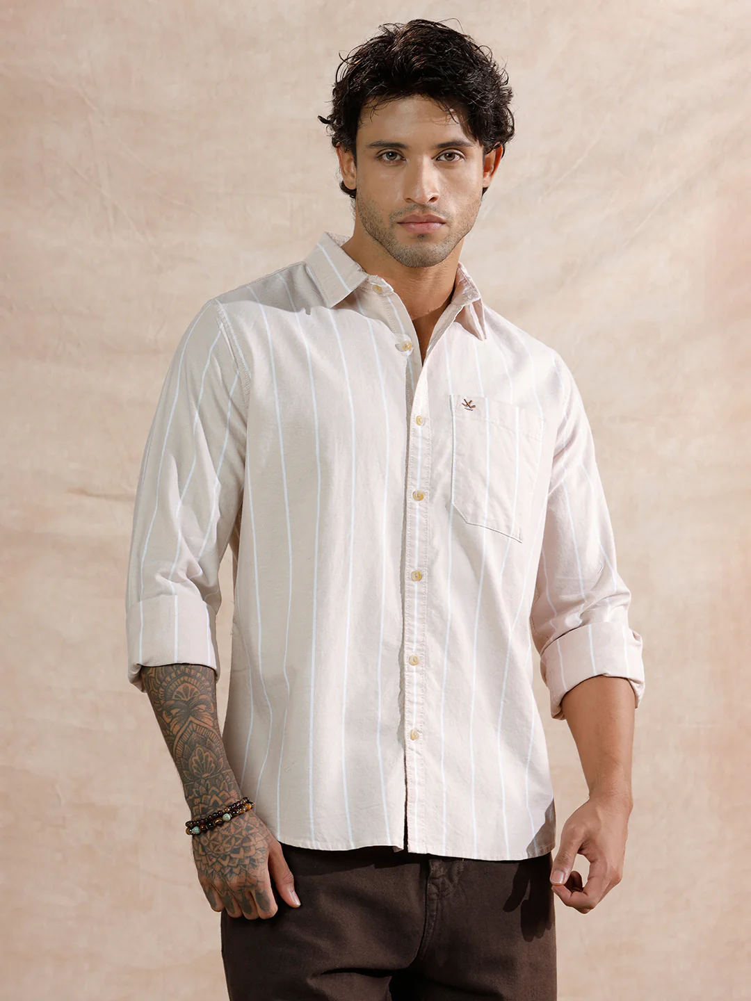Oxford Striped Shirt | Beige