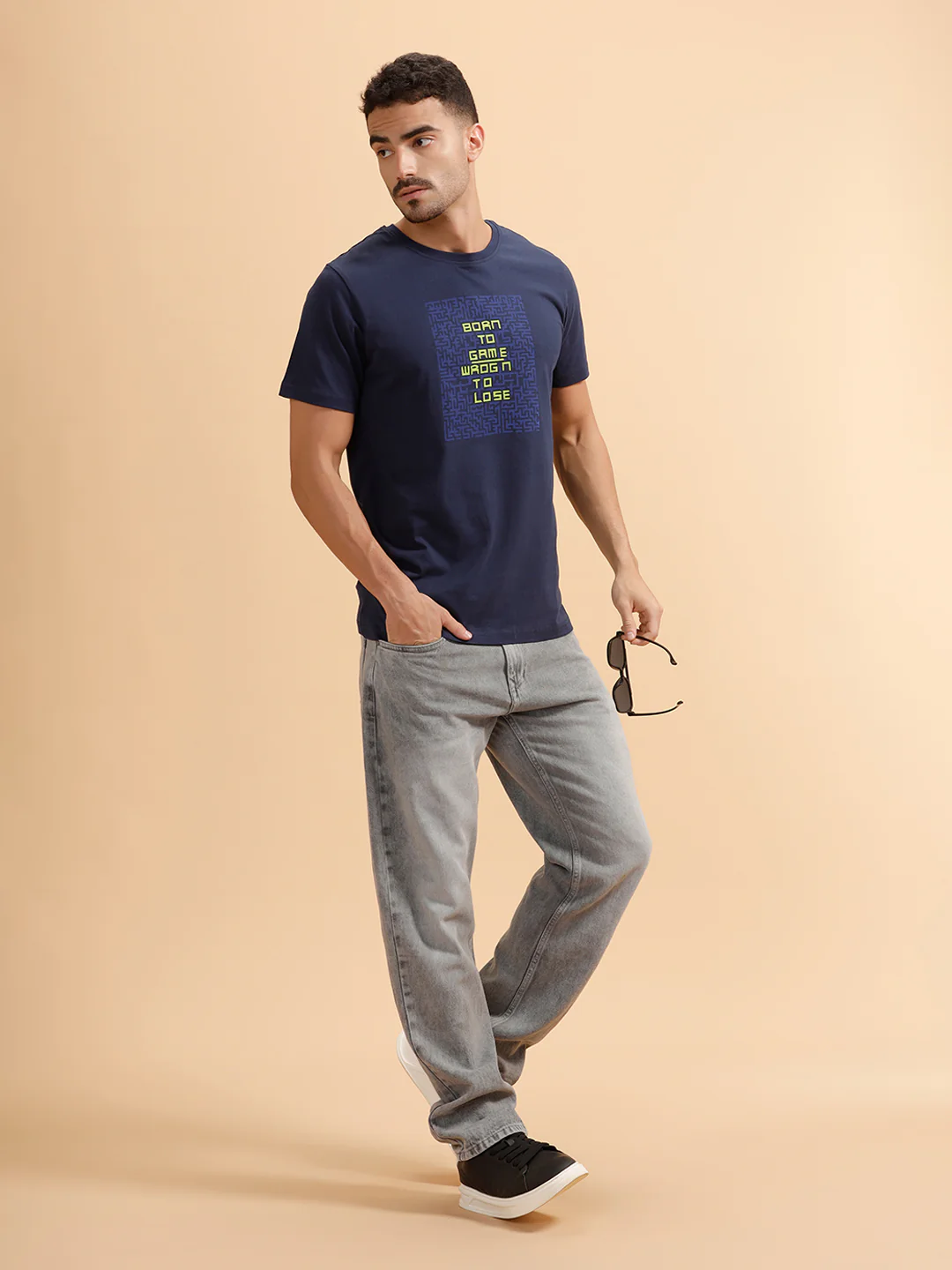 Placement Print Slim Fit T-Shirt | Navy Blue - Image 2