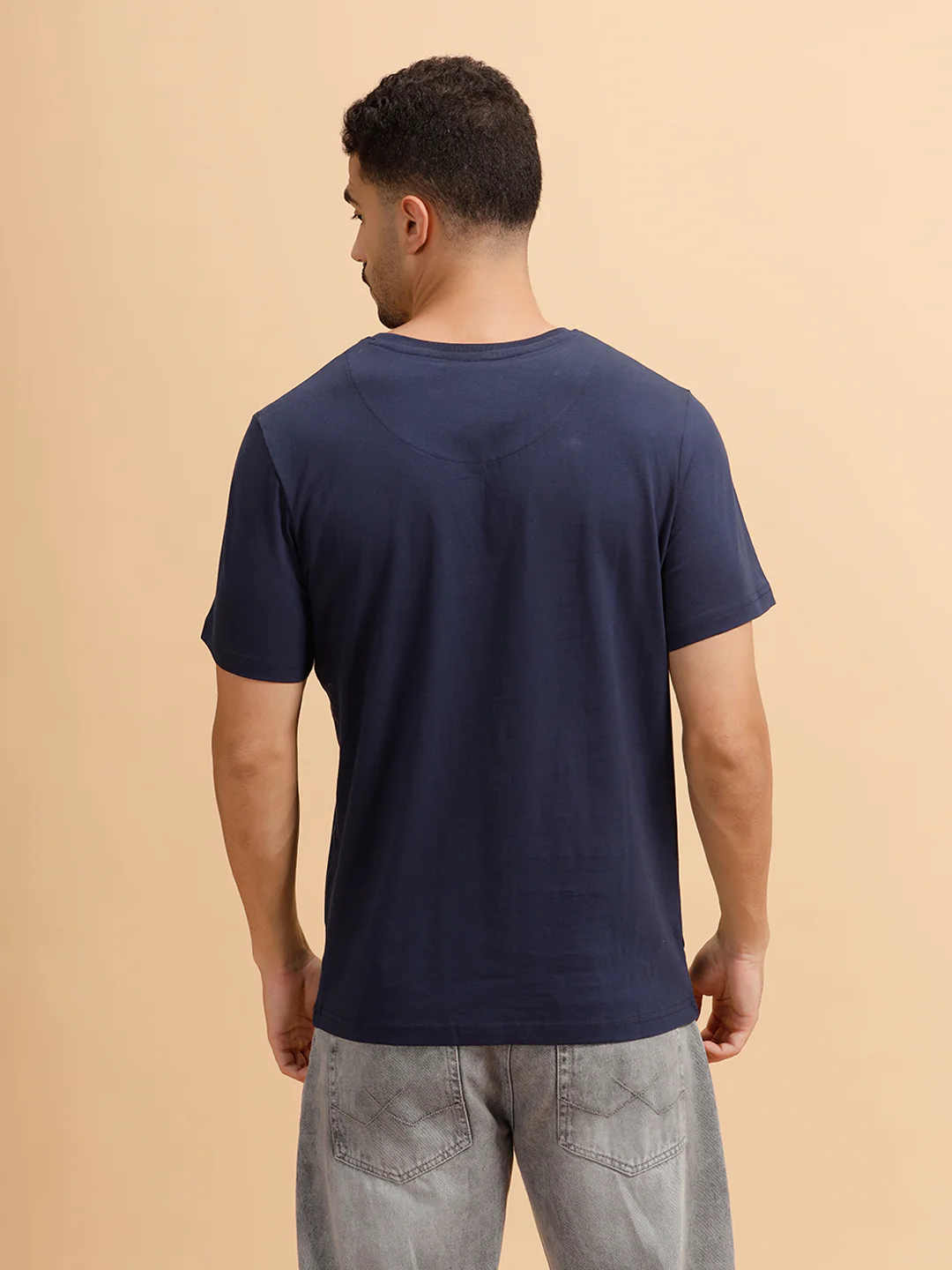 Placement Print Slim Fit T-Shirt | Navy Blue - Image 3
