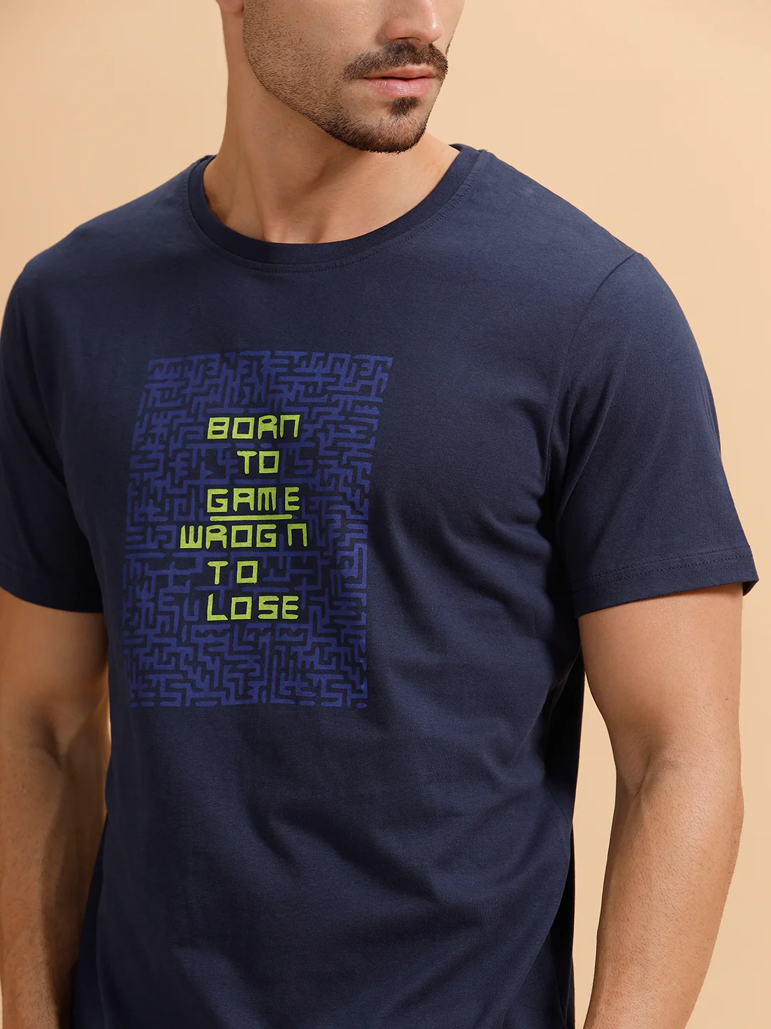 Placement Print Slim Fit T-Shirt | Navy Blue - Image 5