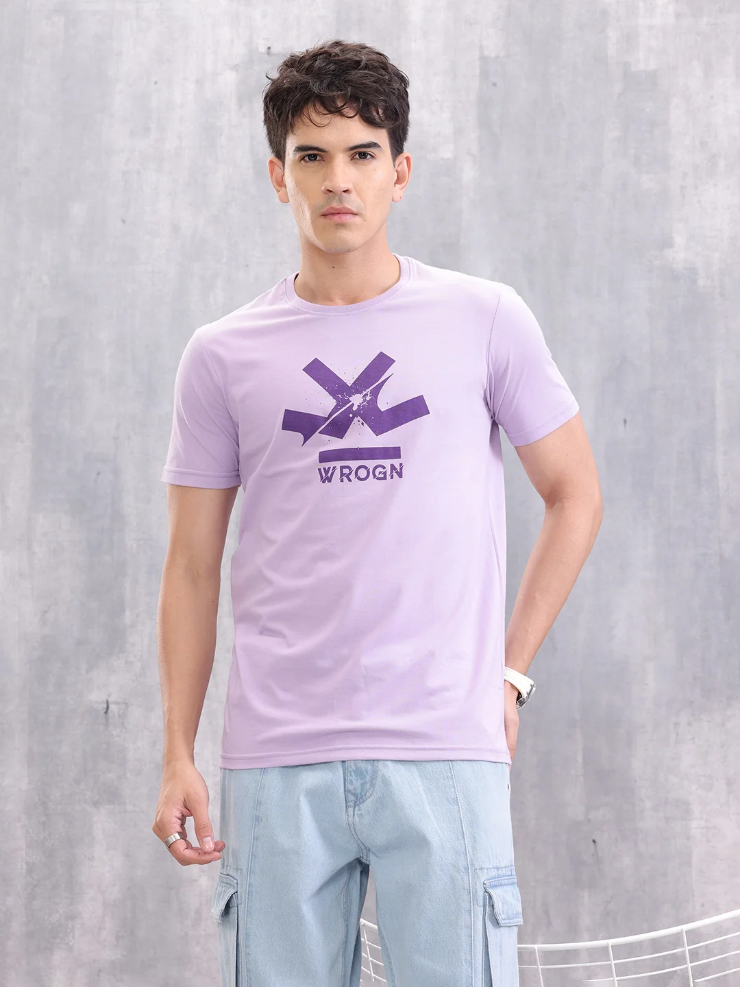 Placement Printed Logo T-Shirt | Purple