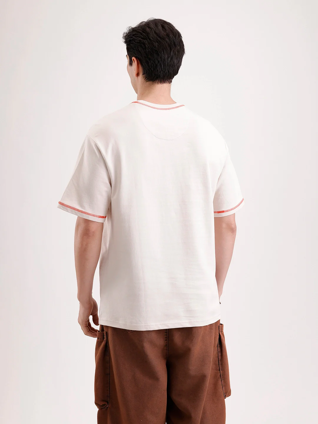Placement Printed Oversized T-Shirt | Beige - Image 3