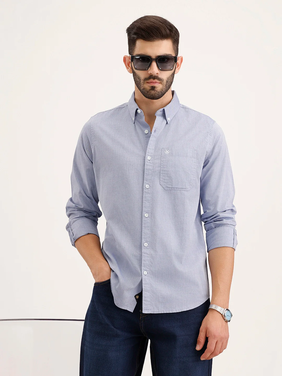 Regular Fit 100% Cotton Shirt | Blue