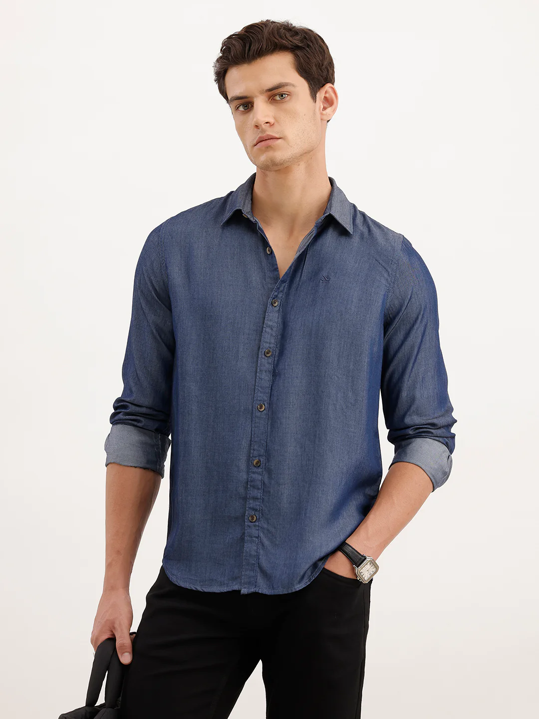 Regular Fit 100% Lyocell Shirt  | Navy Blue