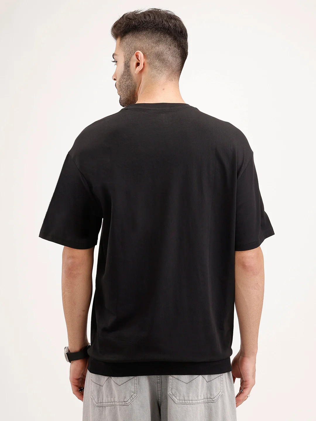 Oversized Fit Half Sleeve T-Shirt | Black - Image 3