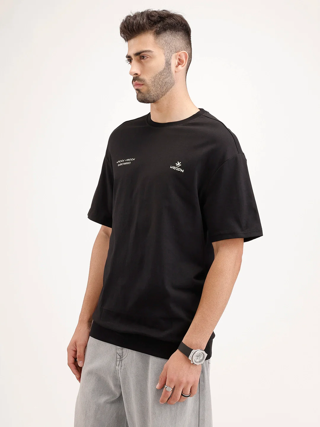 Oversized Fit Half Sleeve T-Shirt | Black - Image 4