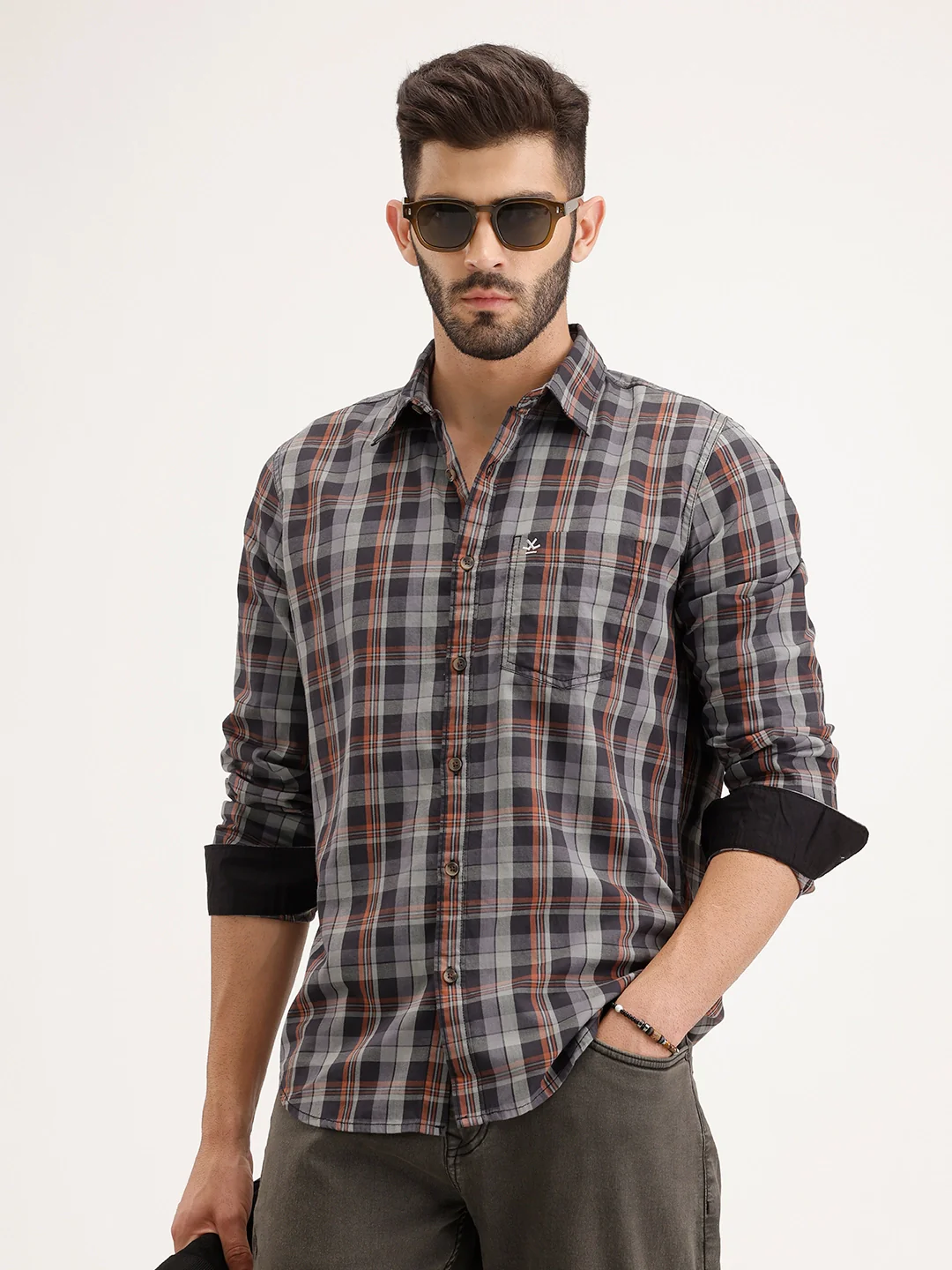Regular Fit Checkered Shirt | Multicolor