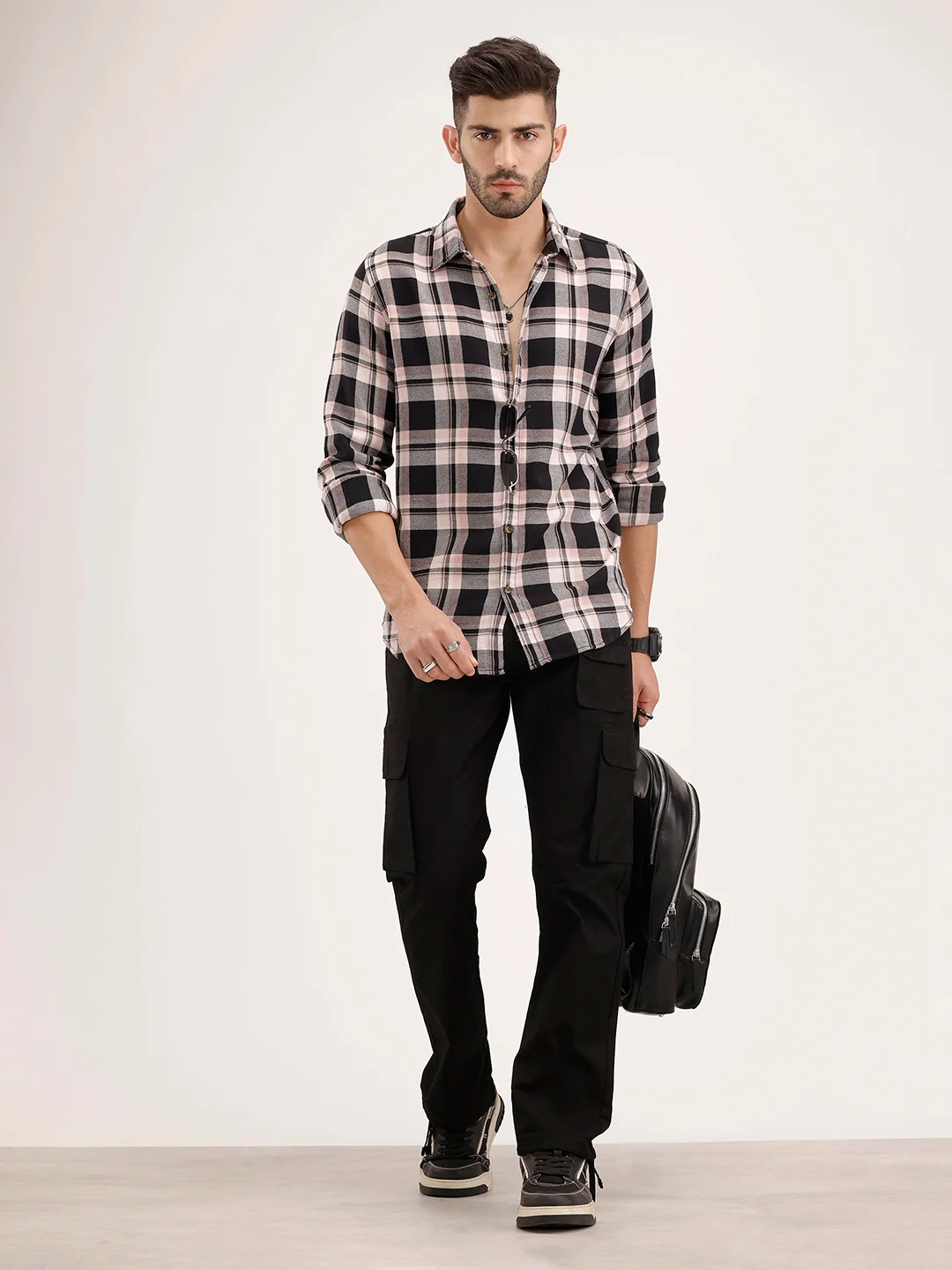 Regular Fit Checkered Shirt | Black - Image 2