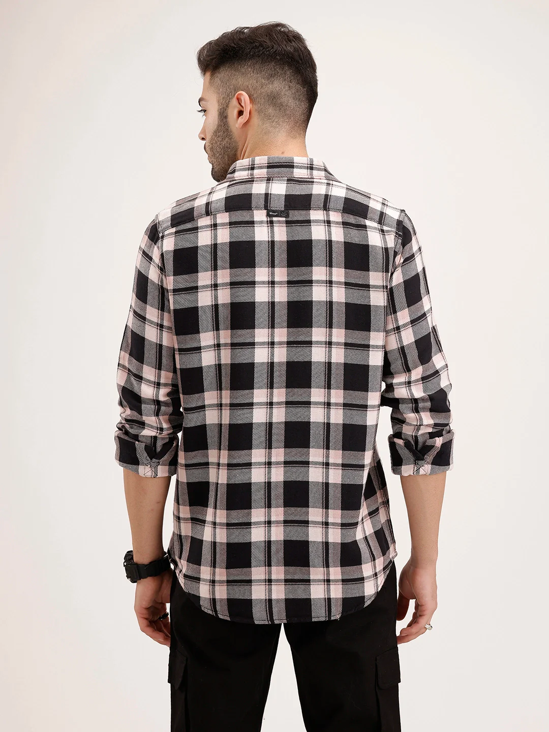 Regular Fit Checkered Shirt | Black - Image 3