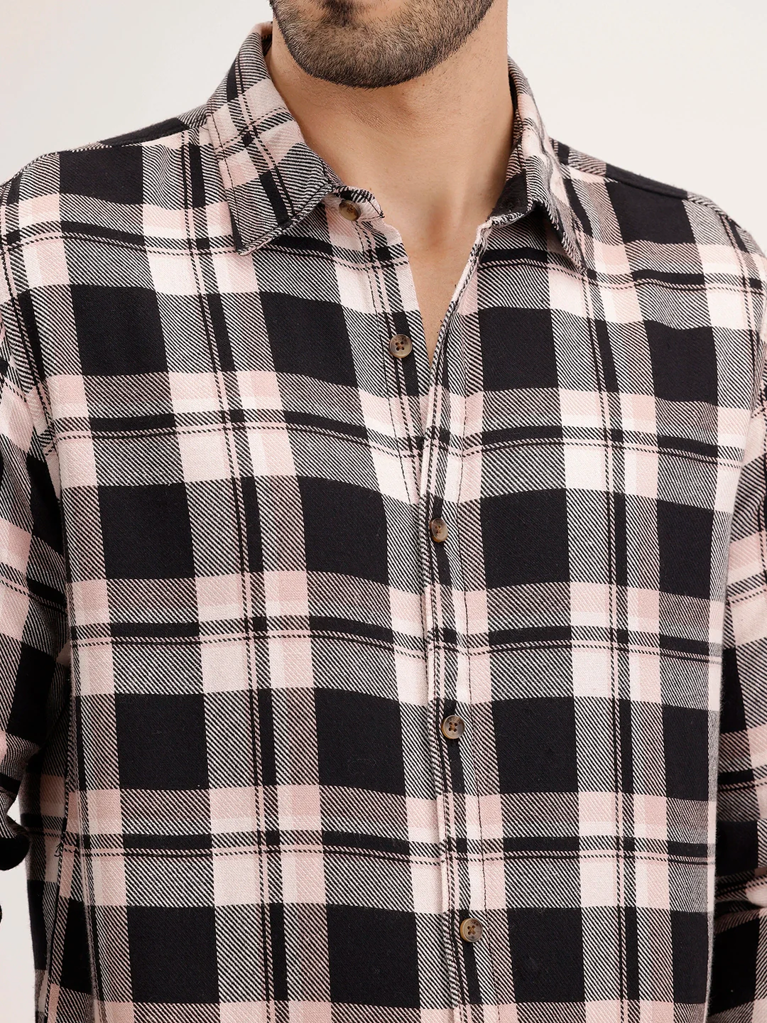 Regular Fit Checkered Shirt | Black - Image 5