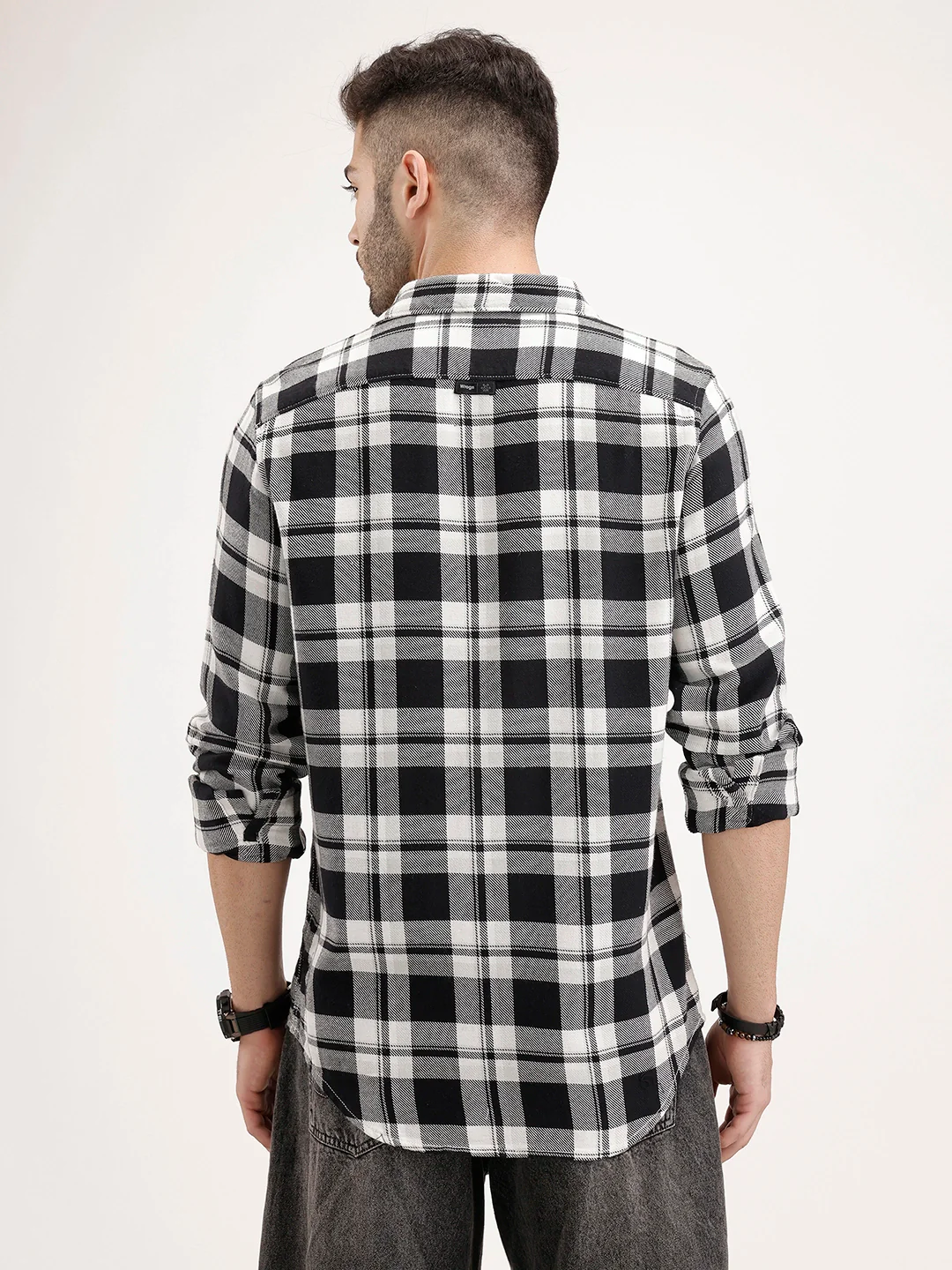 Regular Fit Checkered Shirt | Black - Image 3