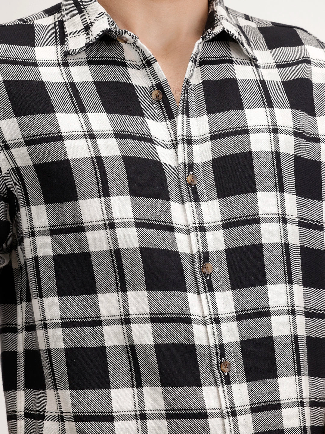 Regular Fit Checkered Shirt | Black - Image 5