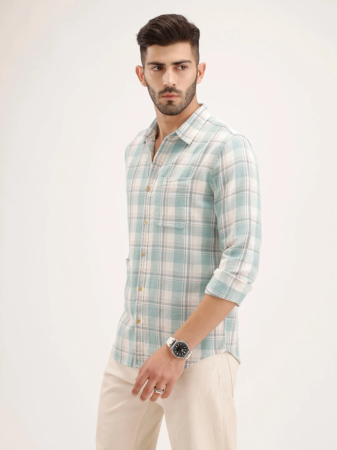 Regular Fit Checkered Shirt | Green - Image 4