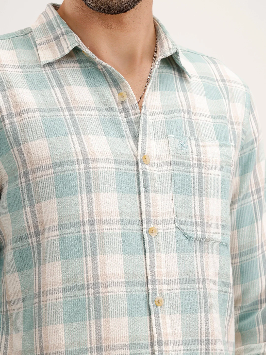 Regular Fit Checkered Shirt | Green - Image 5
