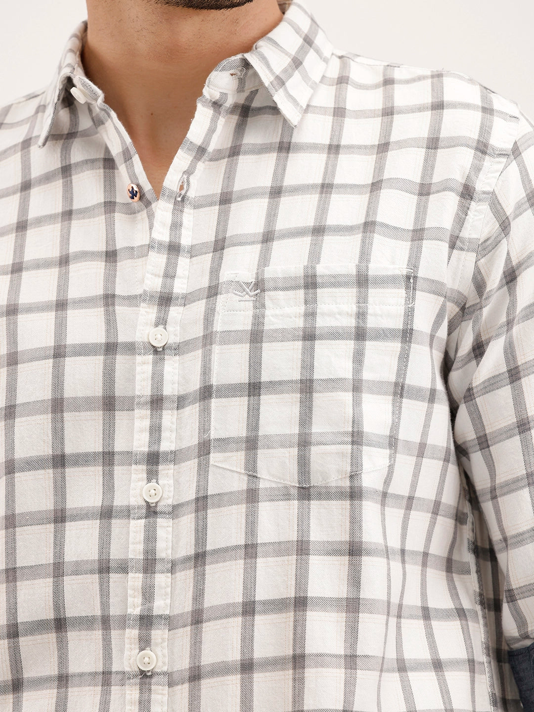 Regular Fit Checkered Shirt | Grey - Image 5
