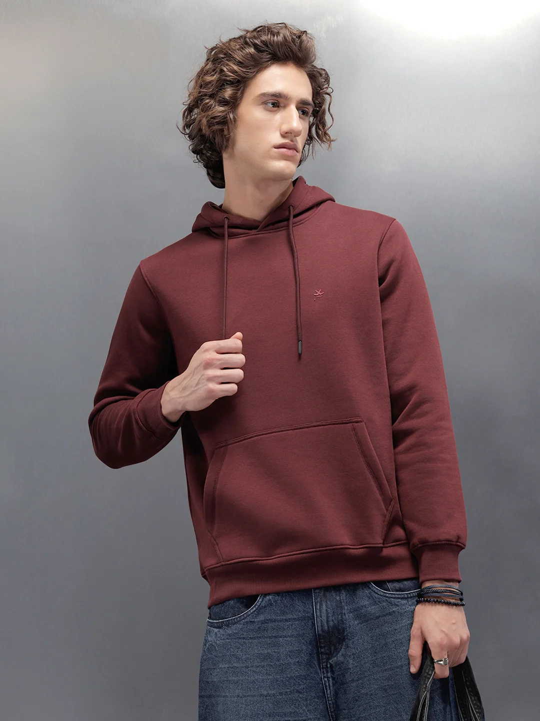 Regular Fit Maroon Hooded Pullover In Super Soft Fabric | Maroon