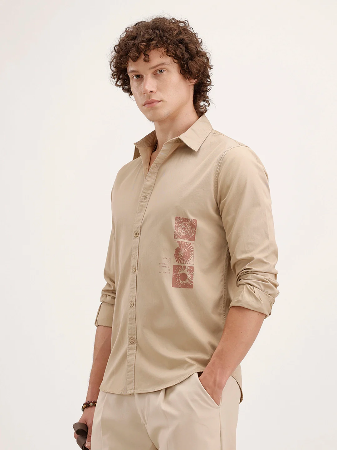 Regular Fit Placement Printed Shirt | Beige