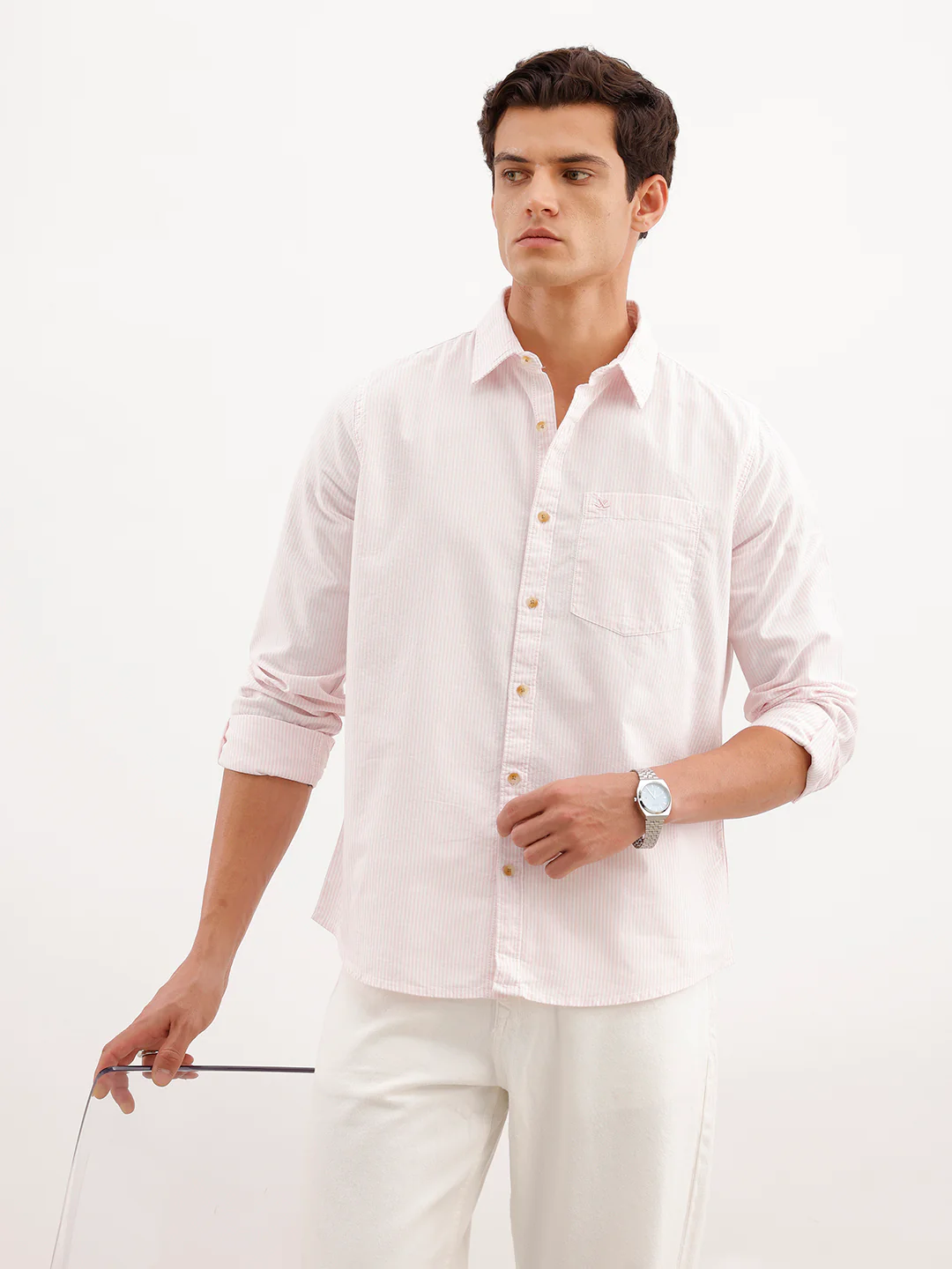Regular Fit Striped Shirt  | Pink