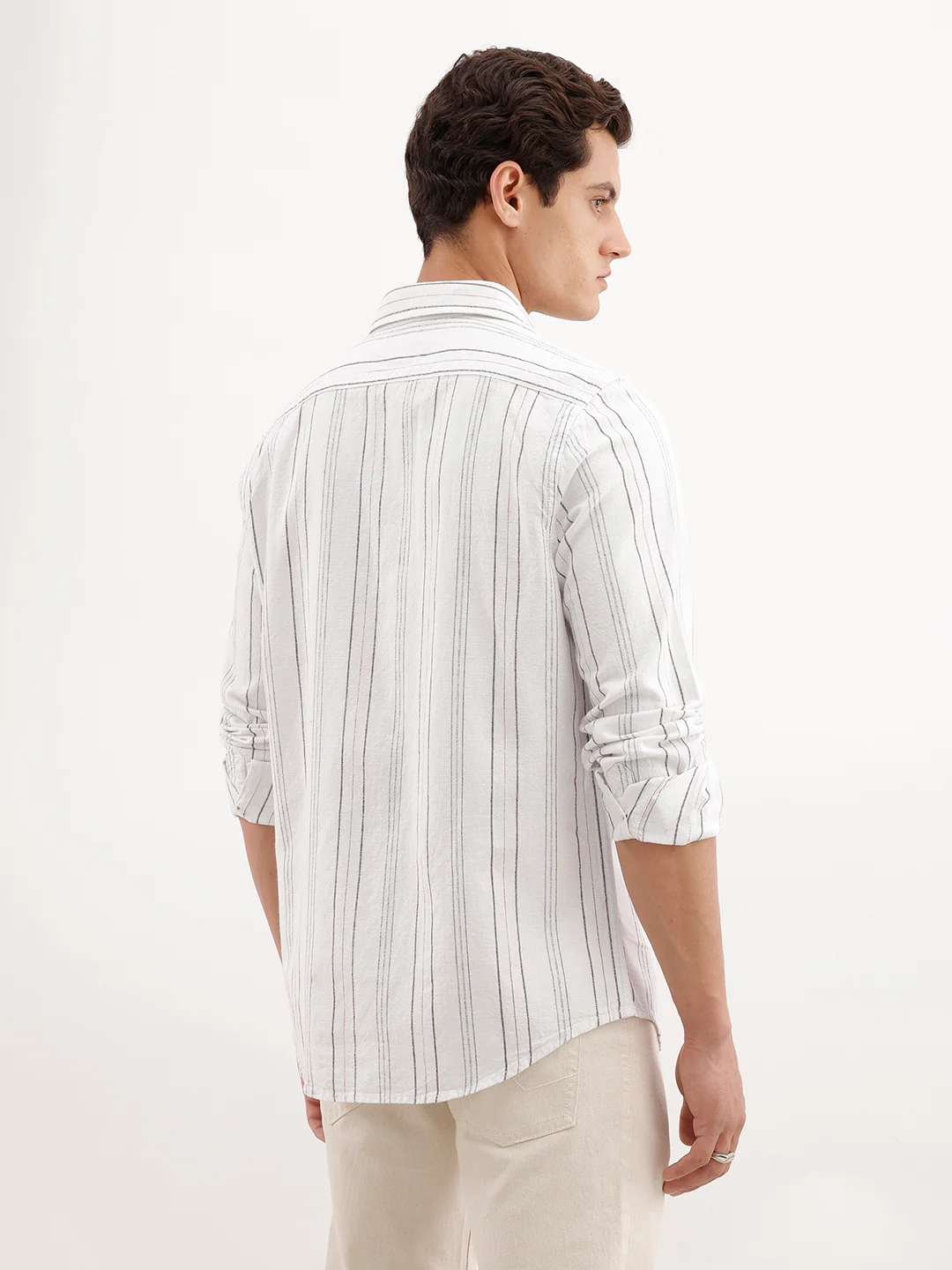 Regular Fit Striped Shirt | White - Image 3