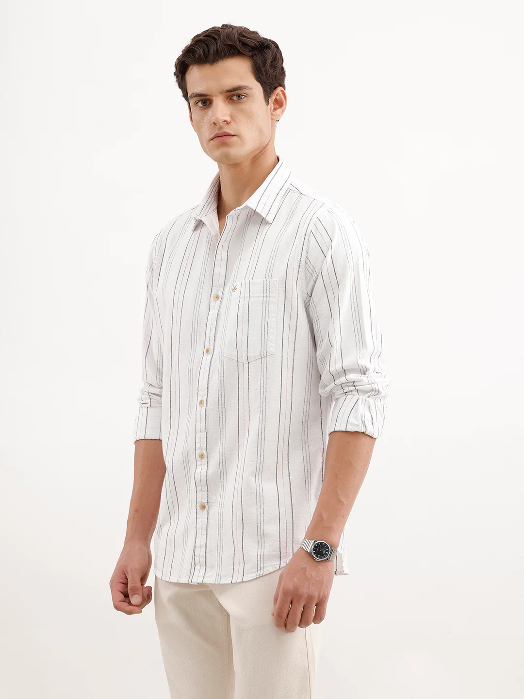 Regular Fit Striped Shirt | White - Image 4