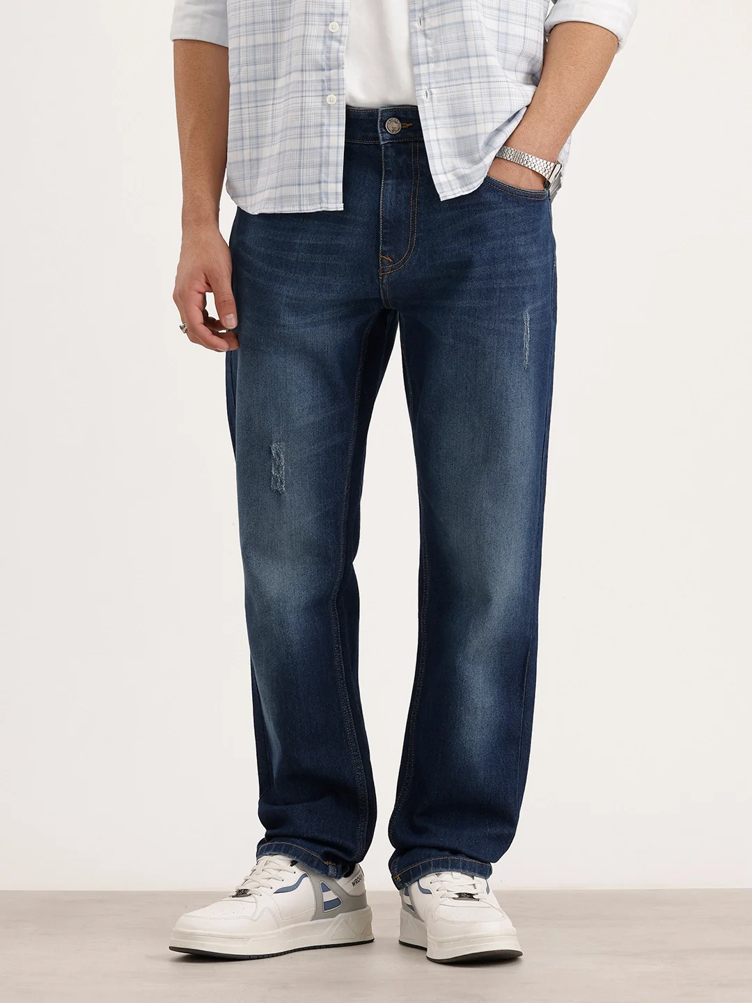 Relaxed Fit Faded Denim Jeans | Blue