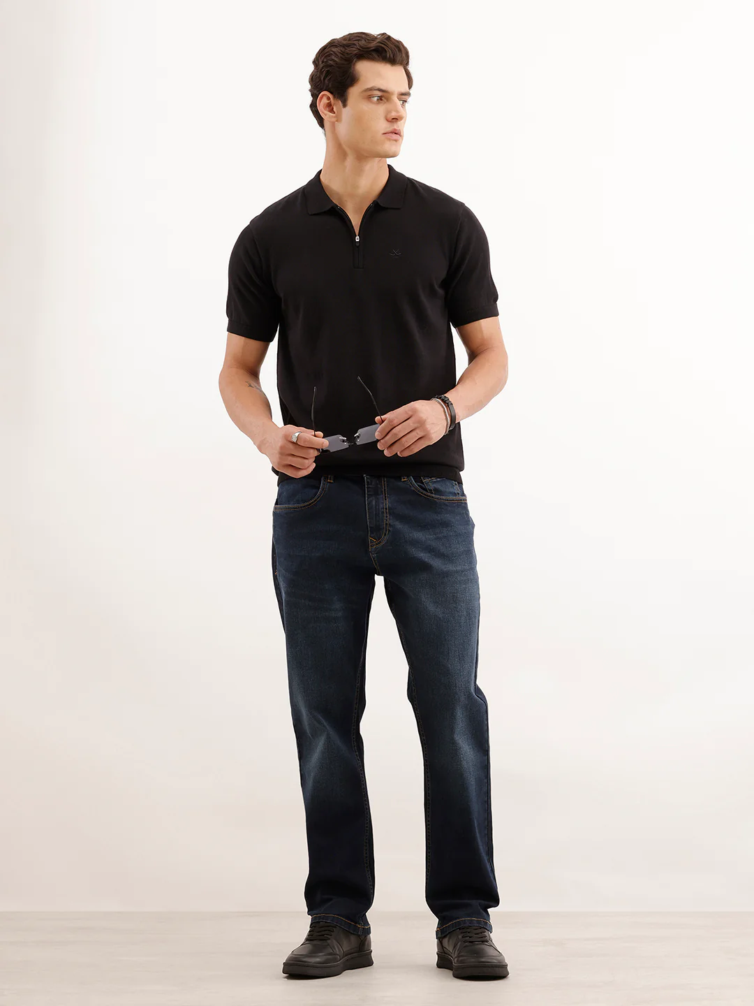 Relaxed Fit Faded Denim Jeans | Dark Blue - Image 2