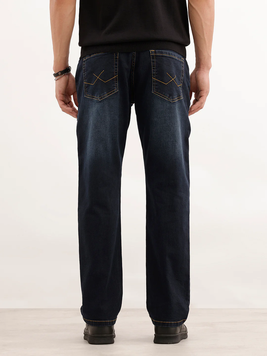 Relaxed Fit Faded Denim Jeans | Dark Blue - Image 3