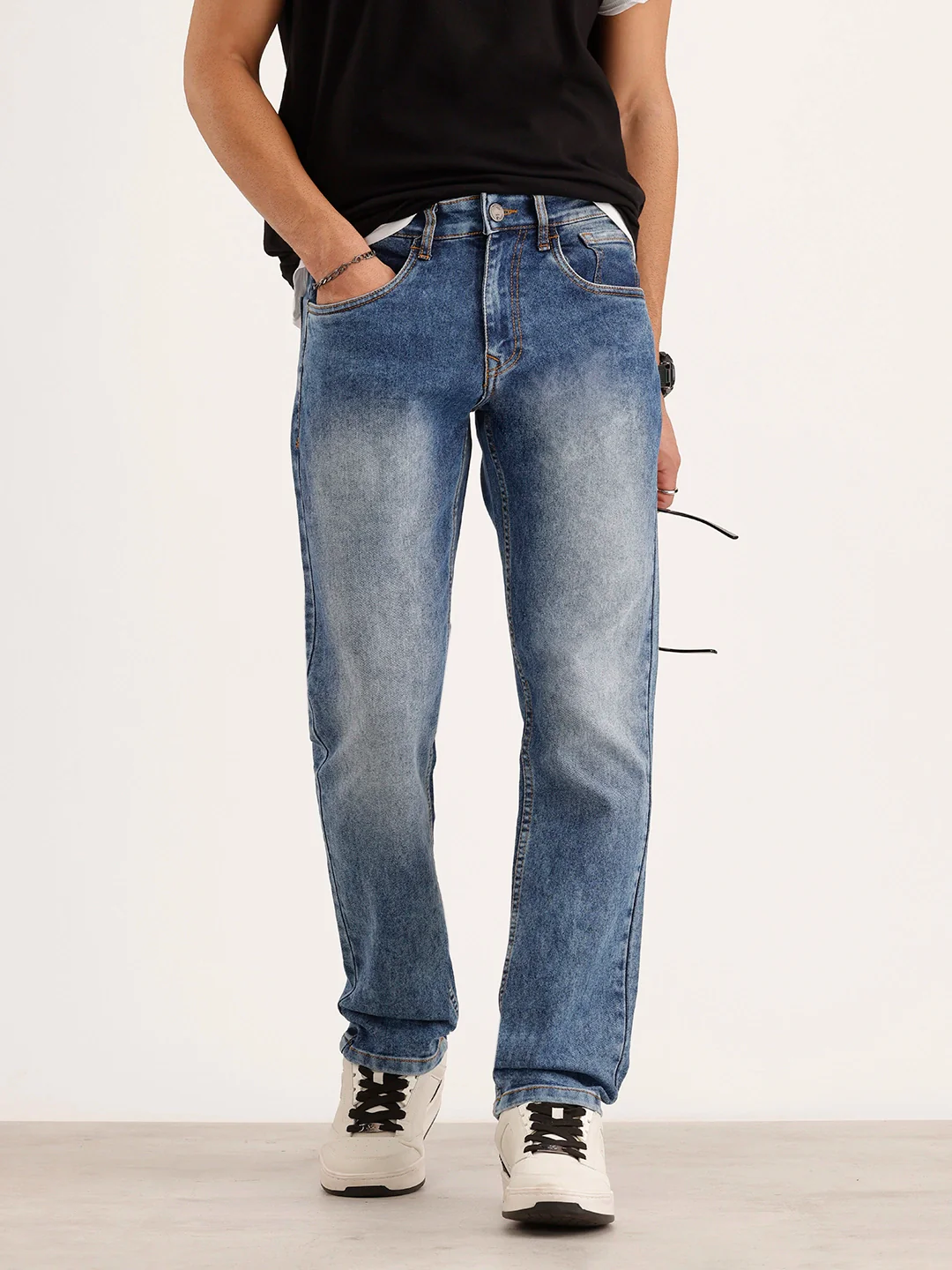 Relaxed Fit Faded Denim Jeans | Light Blue