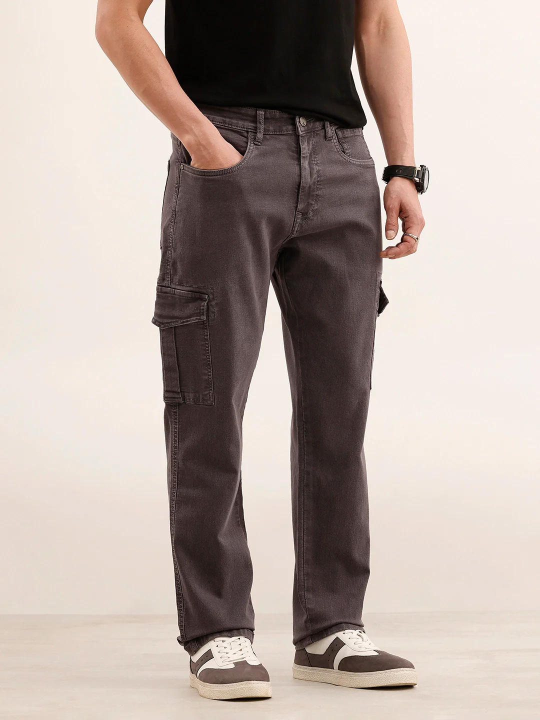 Relaxed Fit Workwear Cargo Jeans | Grey - Image 4