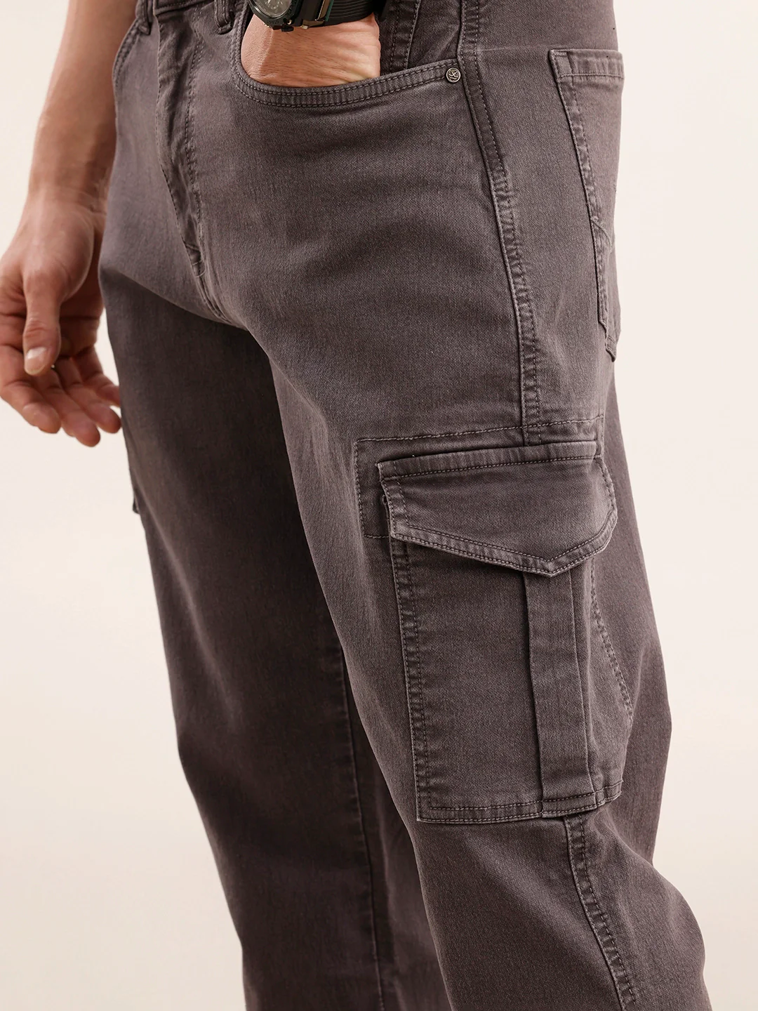 Relaxed Fit Workwear Cargo Jeans | Grey - Image 5