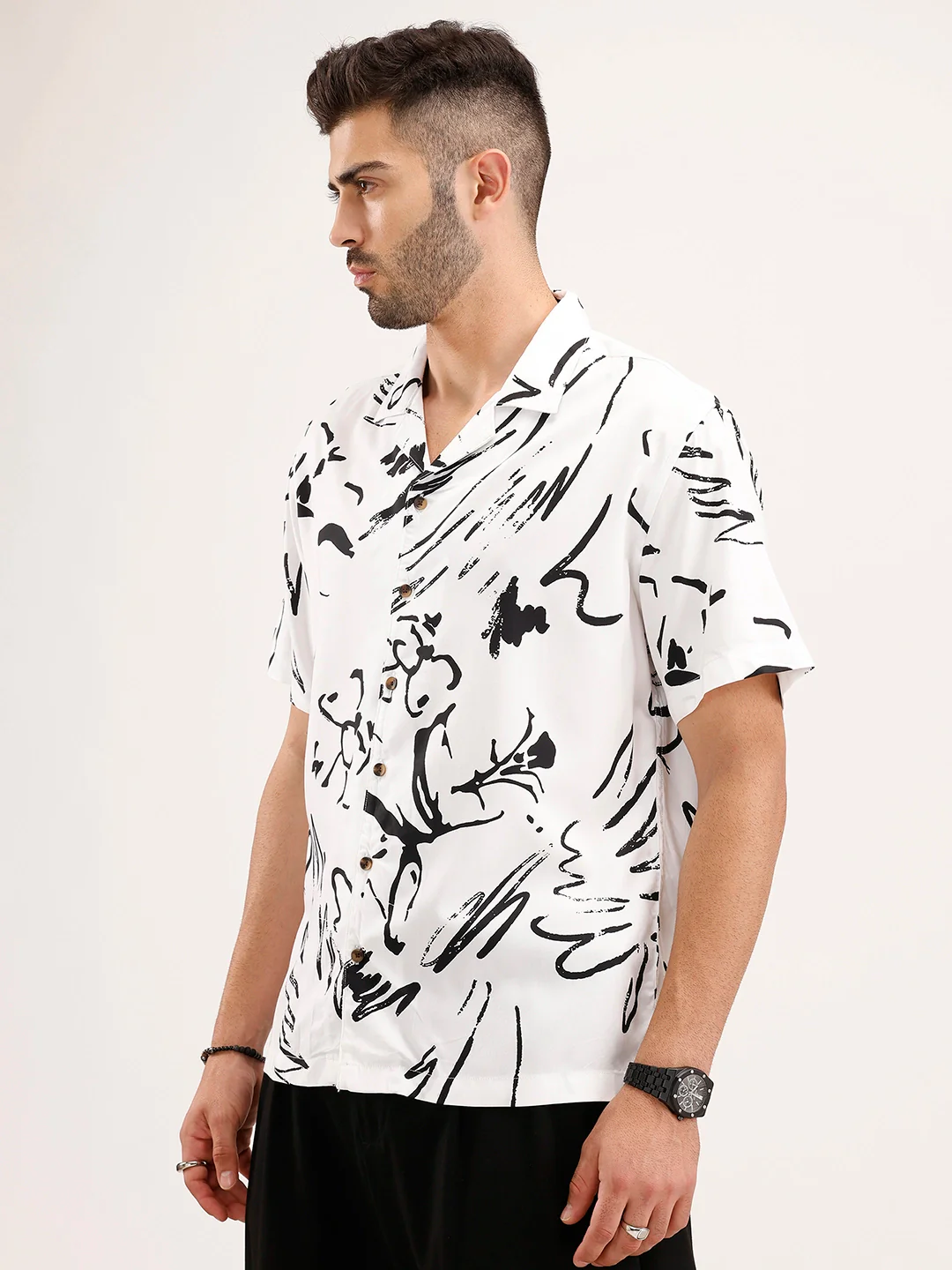 Resort Collar AOP Shirt | White - Image 4