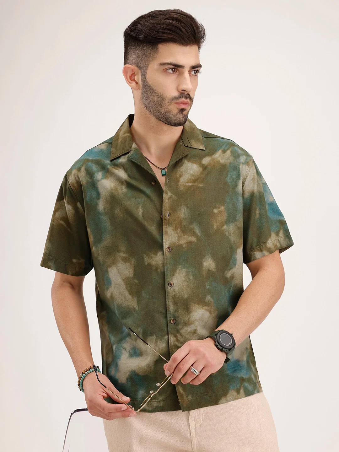 Resort Collar AOP Shirt | Olive