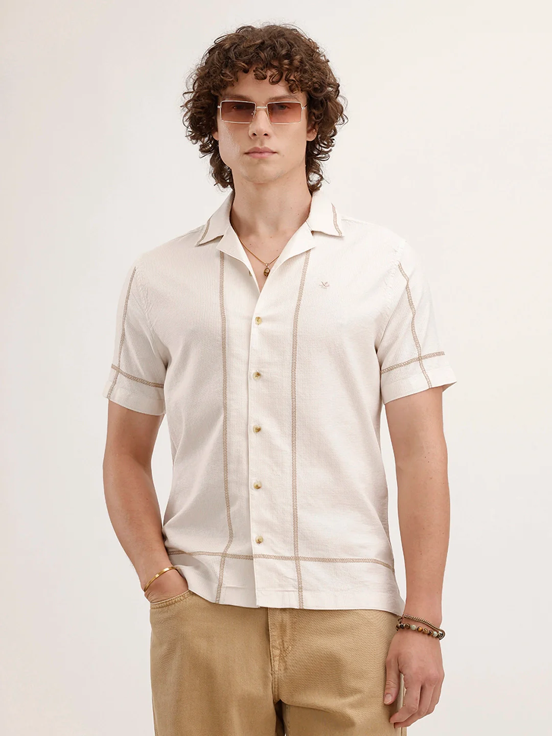Resort Collar Slim Fit Shirt | Off White