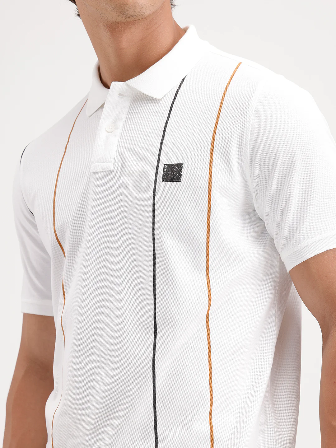 Siolid Slim Fit Pin Stripes Polo T-Shirt | White - Image 5