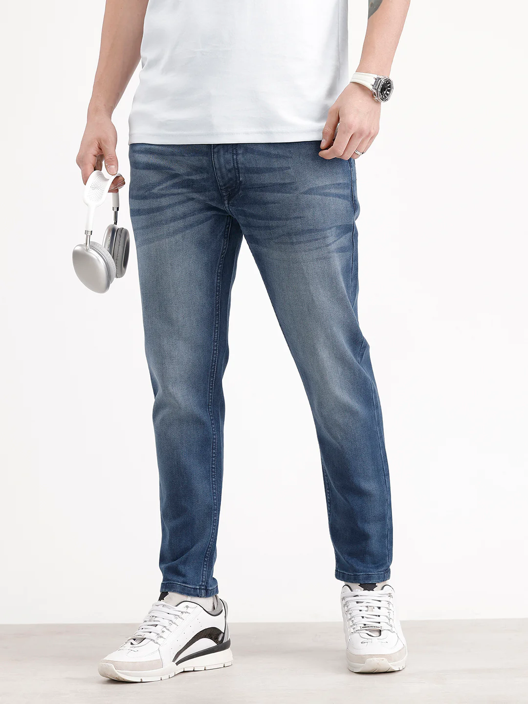 Skinny Cropped Washed Denim Jeans | Blue