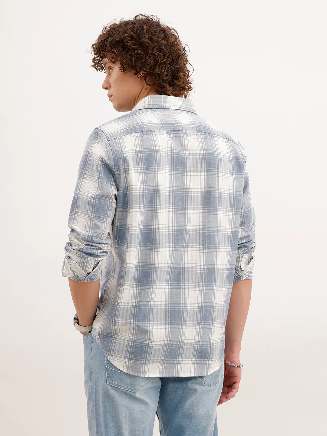 Slim Fit Checkered Shirt | Blue - Image 3