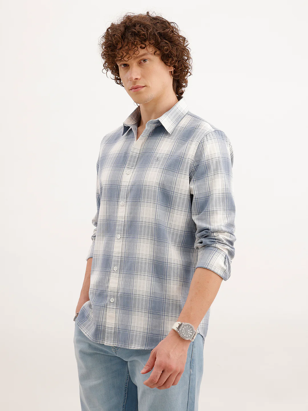 Slim Fit Checkered Shirt | Blue - Image 4